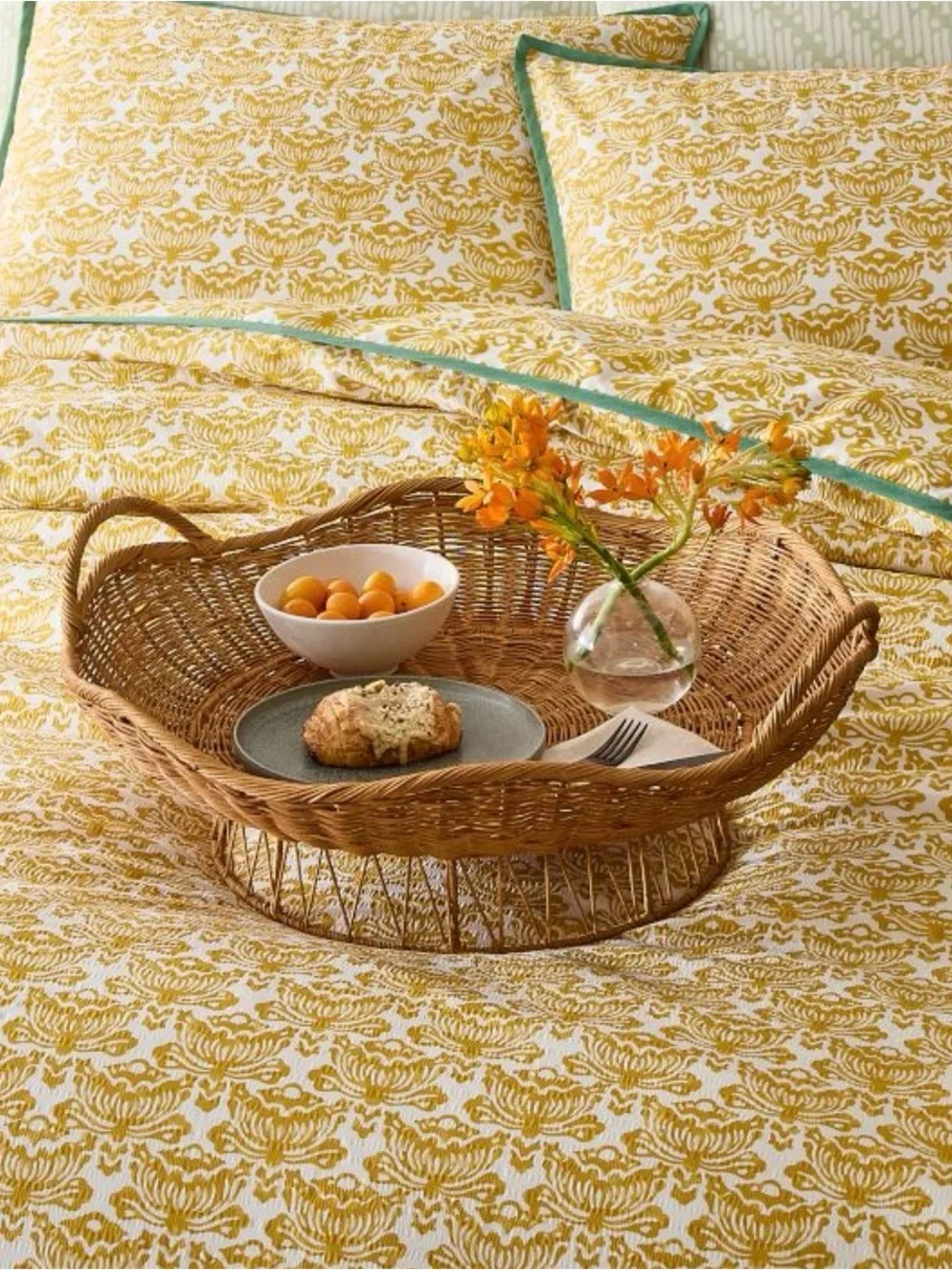 West Elm Woven Rattan Serving Basket - Natural
